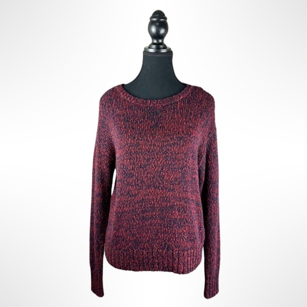 Talula Two Tone Knit Pullover Sweater
Burgundy/Blue